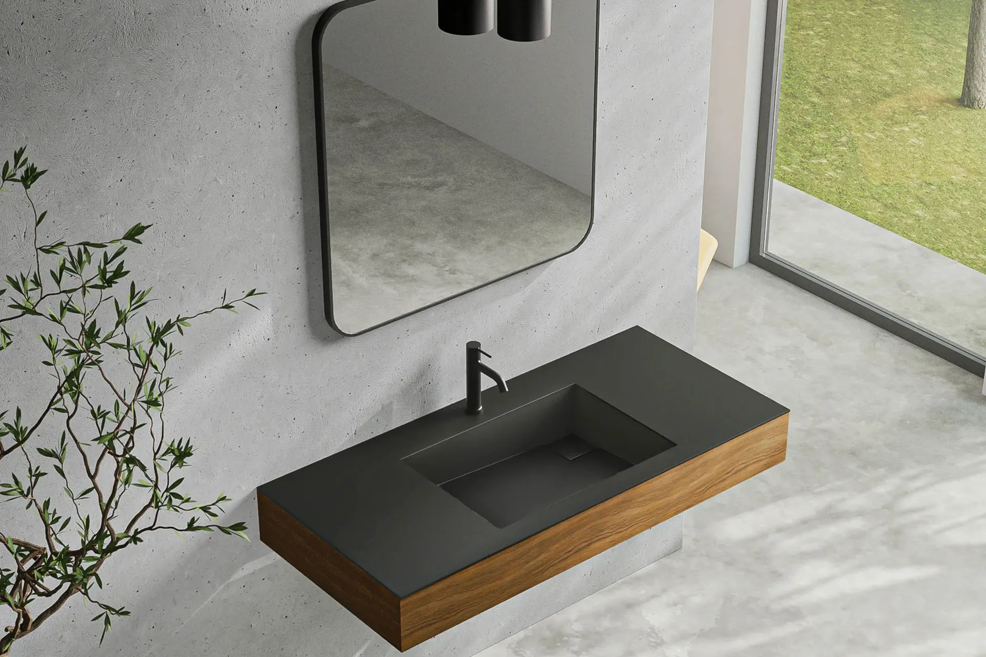 ラヴィタスW1650 ブラック×ウォールナット | 洗面台 | 住宅設備機器